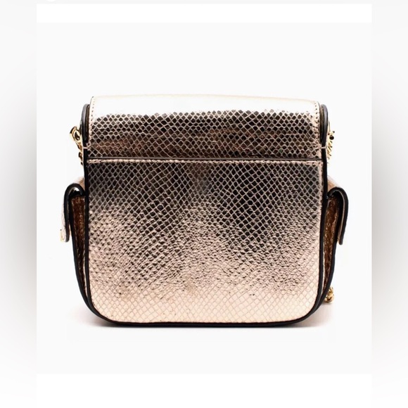 *FINAL* NWT $365 Michael Michael Kors Metallic Snakeskin Crossbody Camera Bag - Picture 5 of 10